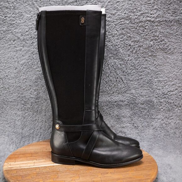 Cole Haan Parsonage Riding Boot Knee High Tall Black Leather Size 6 B EUC w/box - Picture 1 of 8